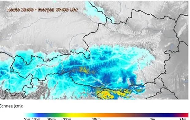 Предупреждение о снегопаде — на западе Австрии выпадет от 75 до 120 см свежего снега