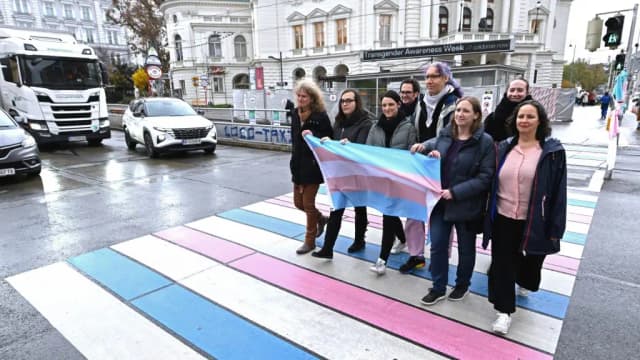 В Вене-Нойбау открыт красочный "транс*зебра-переход"