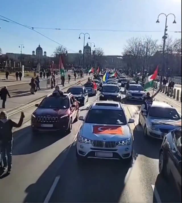 Мега-автопробег: в воскресенье Вену потрясла антиизраильская демонстрация