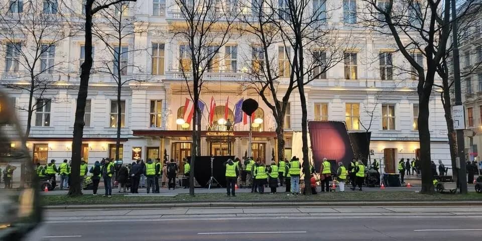 Голливудские звезды на съемках в центре Вены