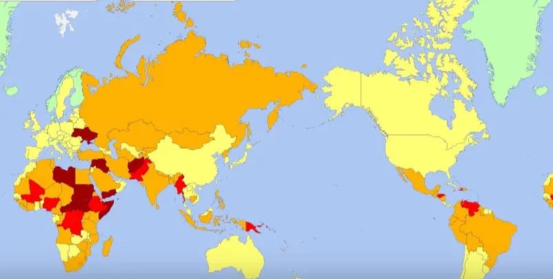 Карта рисков для путешествий на 2025 год: самые опасные страны мира
