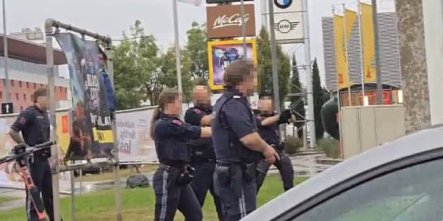 В Вене женщина с ножами бросалась на полицию: предупредительный выстрел не помог – ножи отобрал только спецназ WEGA