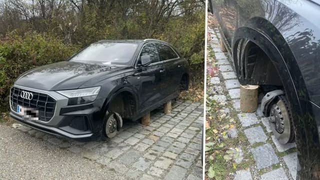 «Утренний фитнес для нервов»: венец нашёл свой Audi Q8 на деревянных чурбаках