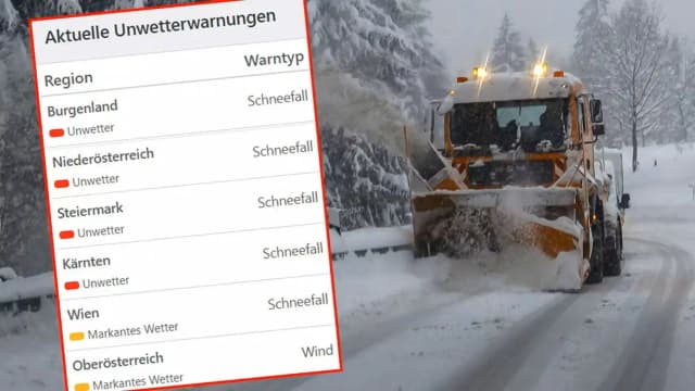 Рождественский снежный циклон: предупреждения для пяти земель, включая Вену