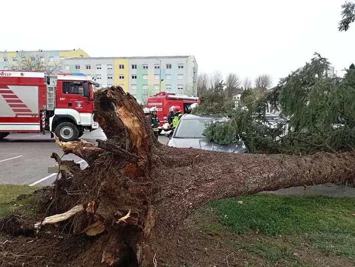 Мартовские рекорды: ураган с порывами до 134 км/ч пронёсся по Австрии, тысячи домов остались без света