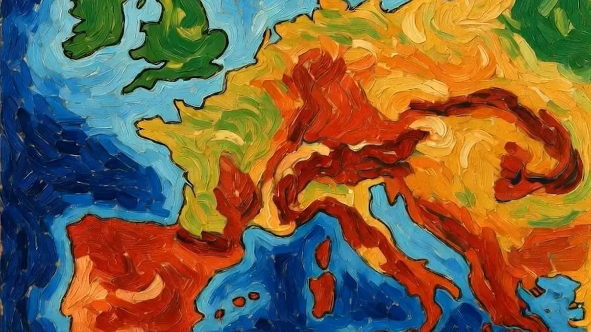 Лето 2026 в стиле Ван Гога: погодная карта-картина предсказывает для Австрии  жаркое, но очень нестабильное лето