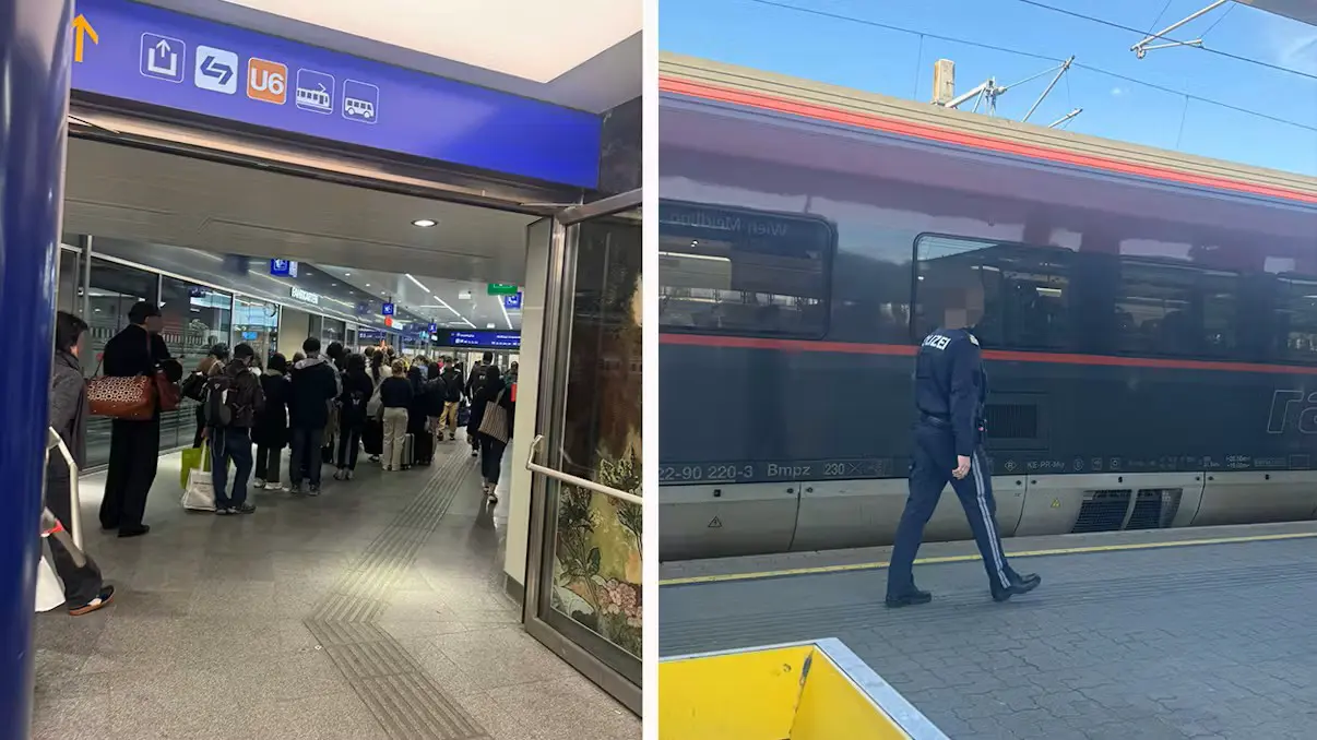 Праздничный коллапс ÖBB: в Майдлинге полиция высадила 40 человек из переполненного Railje