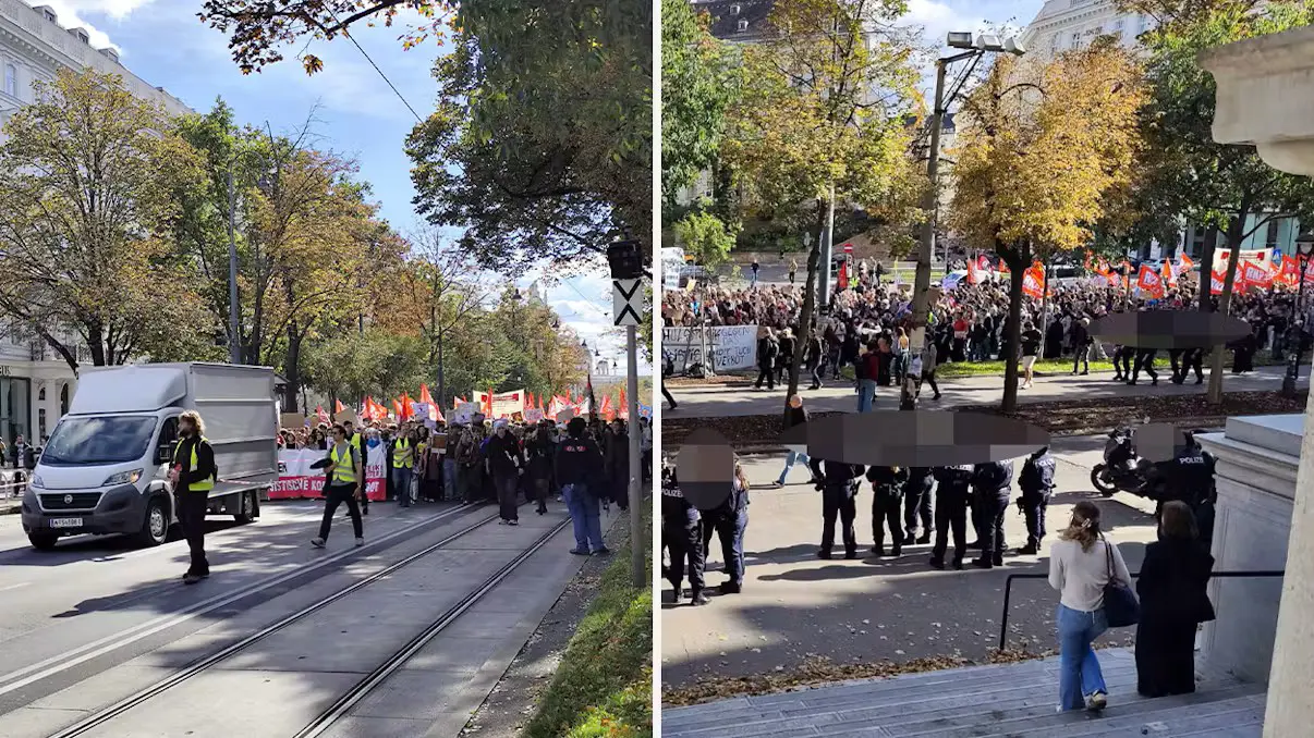 Демонстрация против запрета на хиджабы парализовала движение в центре Вены
